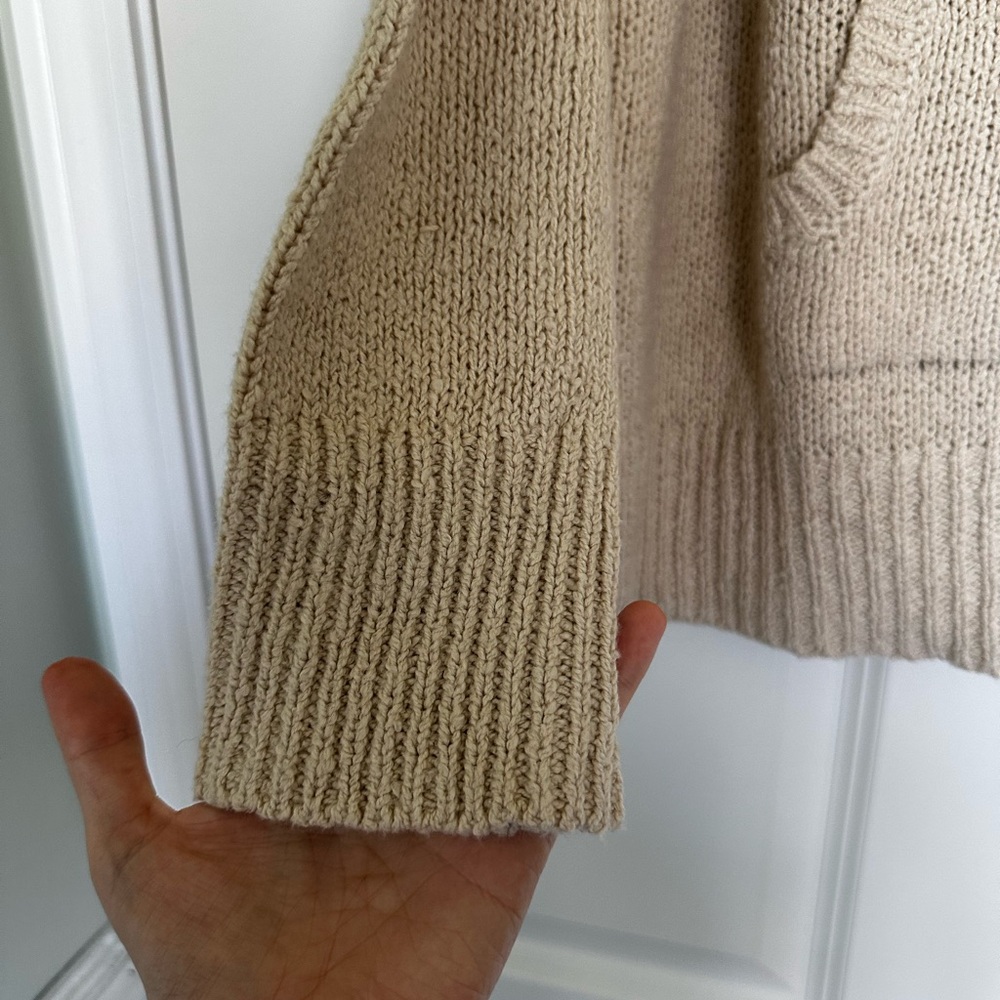 Unsubscribed Tan Oversized Knit Hoodie Sweater | Cozy Neutral | Women’s Medium - Picture 5 of 12